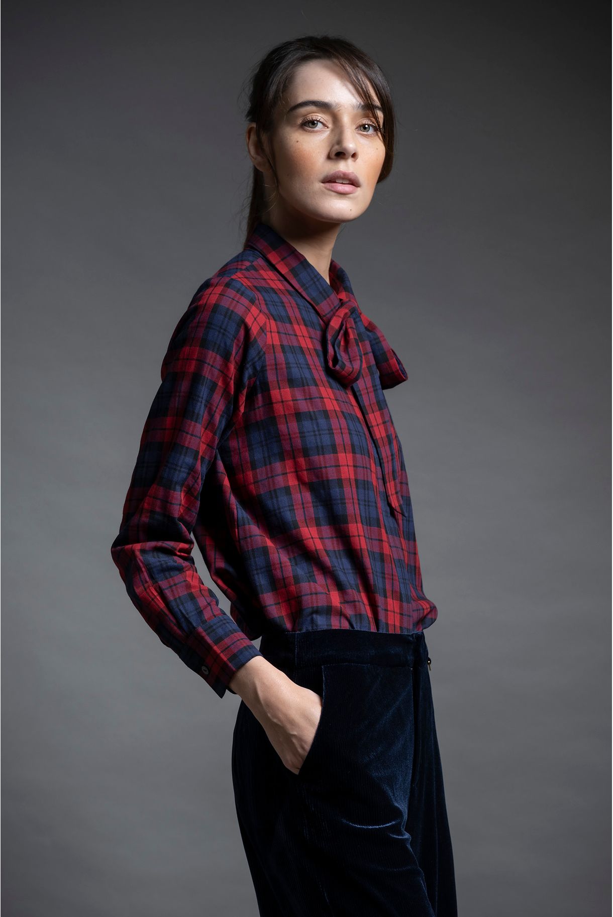 CHECKED SHIRT WITH TIE