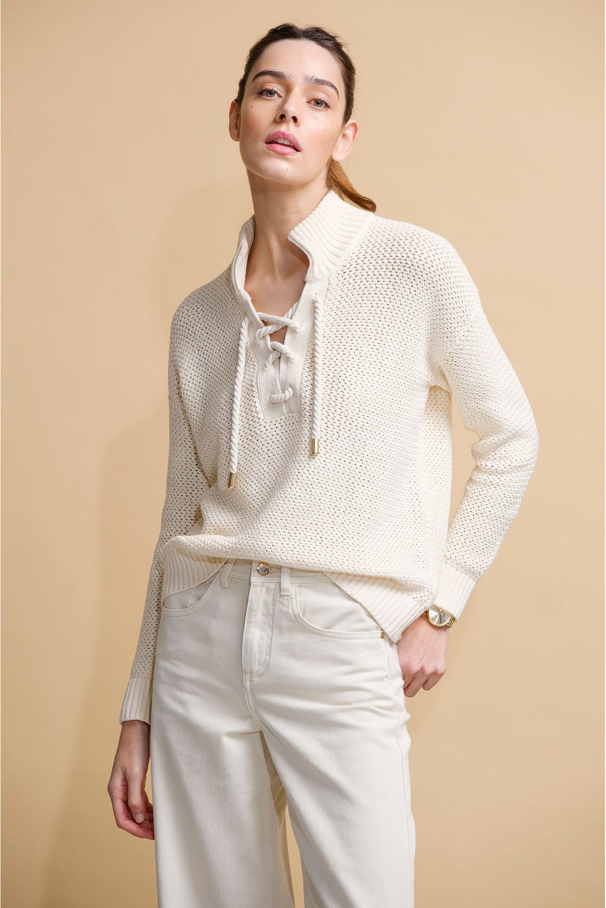 CAMISOLA MALHA COM CORDÕES NA FRENTE
