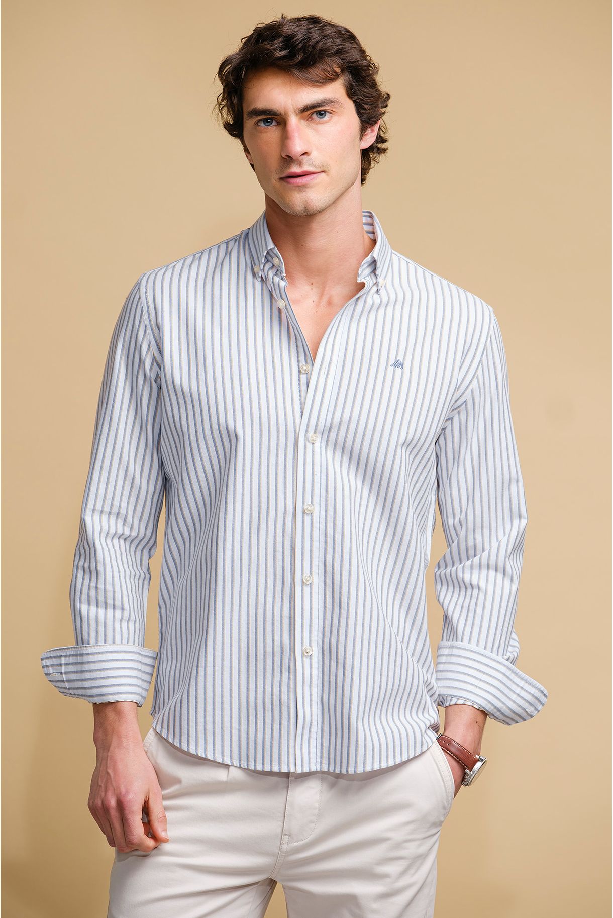 CAMISA OXFORD COM RISCAS