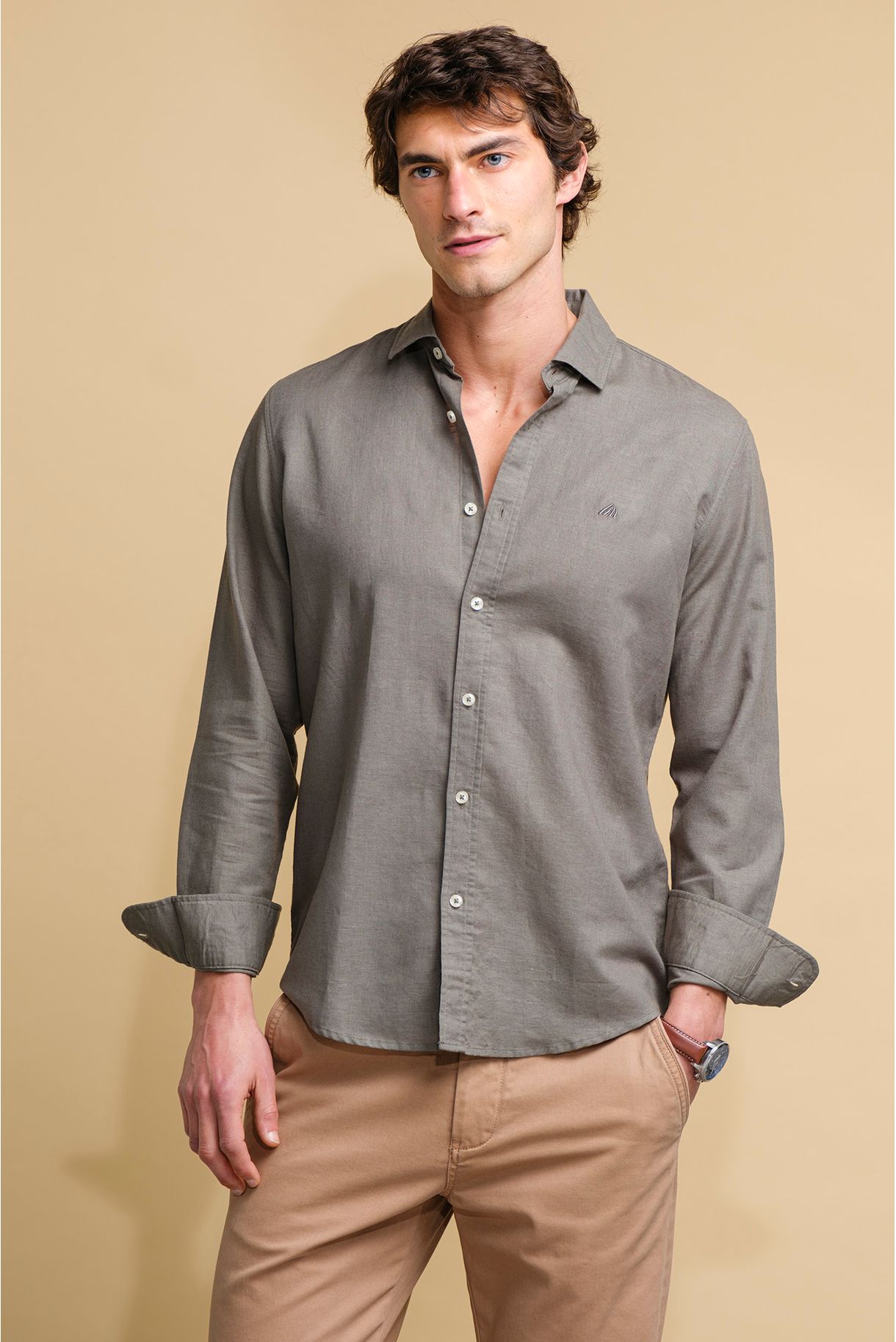 BASIC COTTON AND LINEN SHIRT