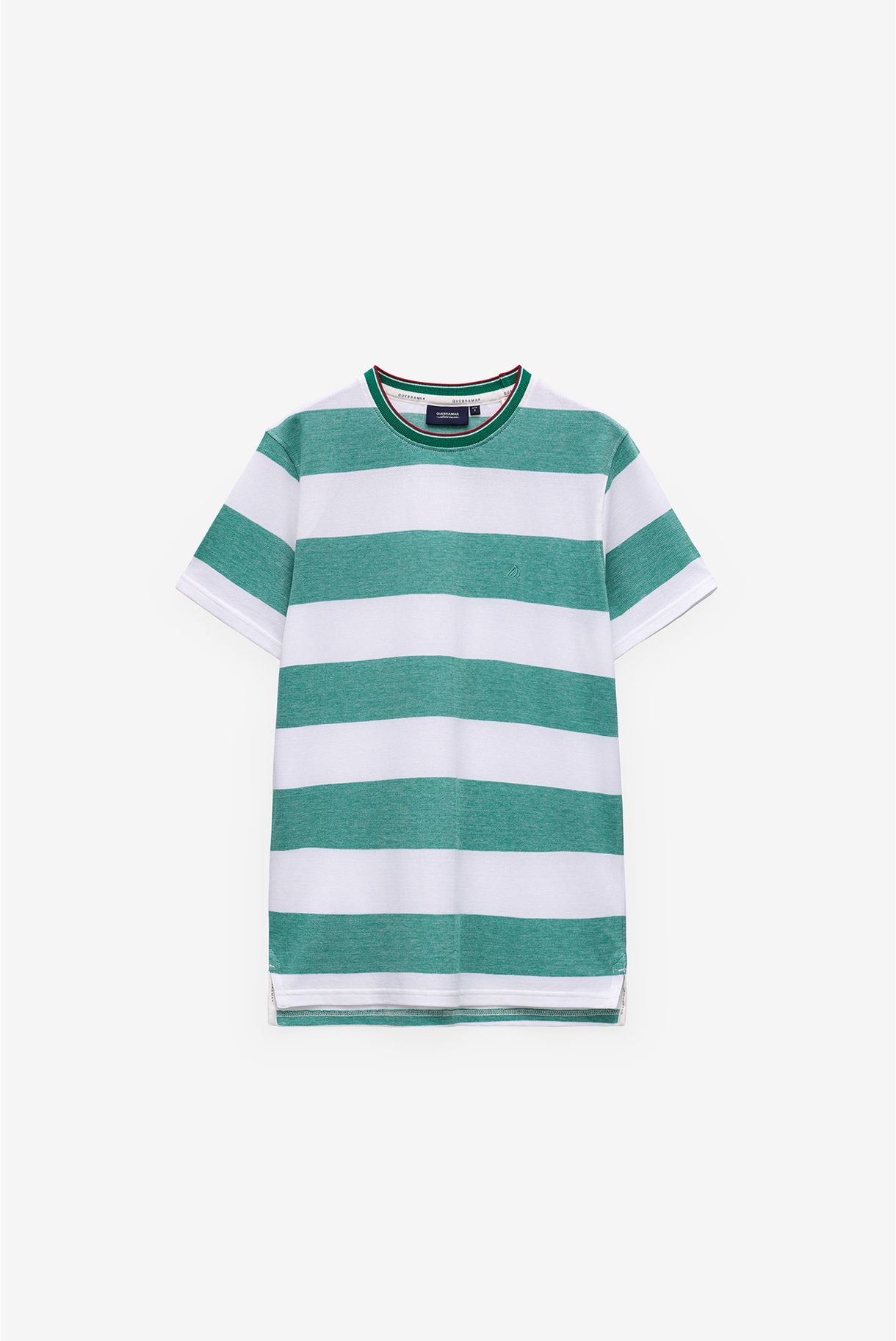 T-SHIRT EM PIQUET COM RISCAS LARGA