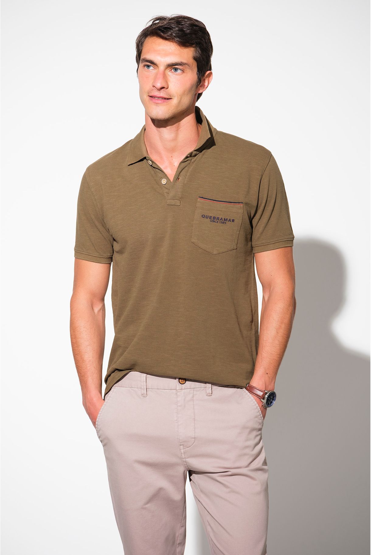 SLUB PIQUET POLO WITH POCKET