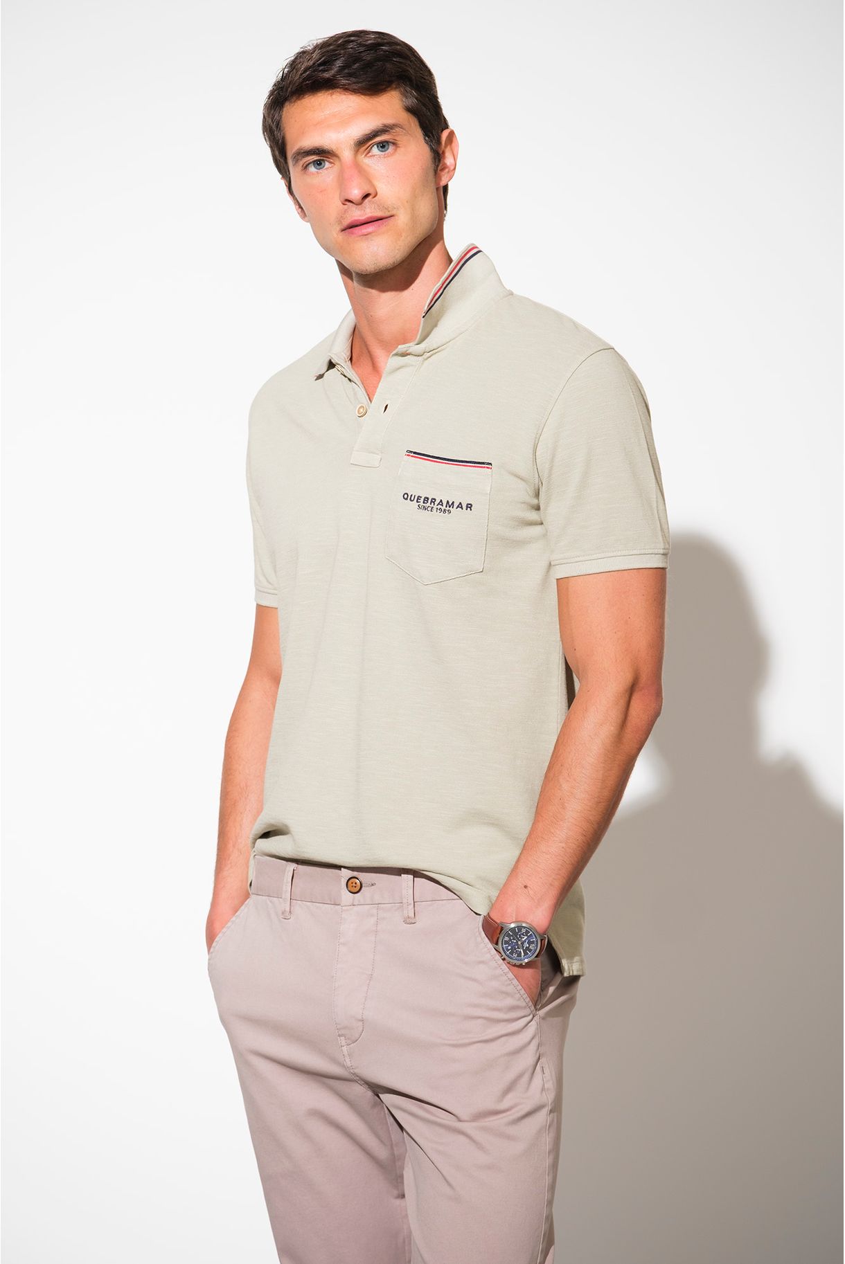 SLUB PIQUET POLO WITH POCKET
