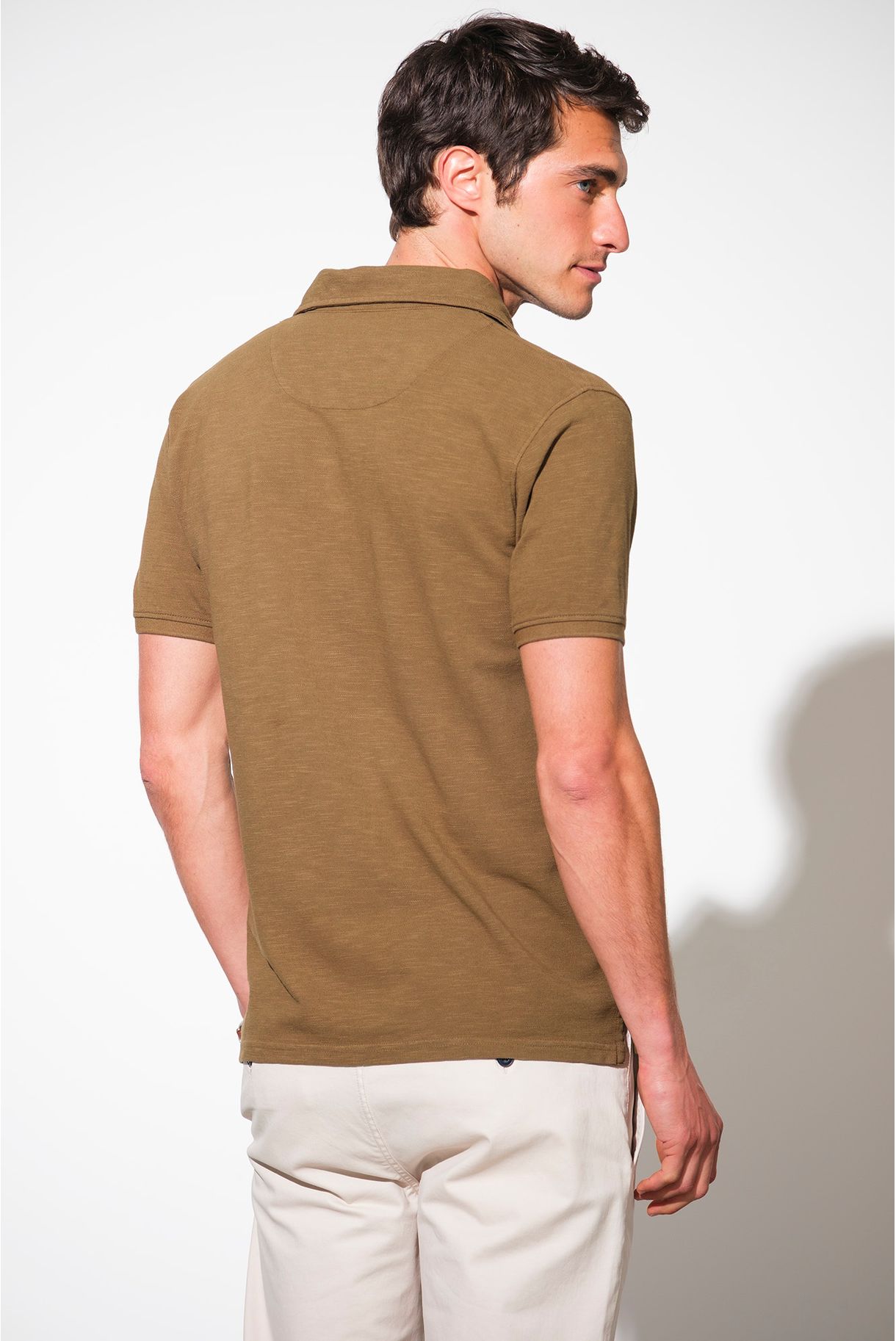 POLO SHIRT WITH WIDE PLACKET IN SLUB