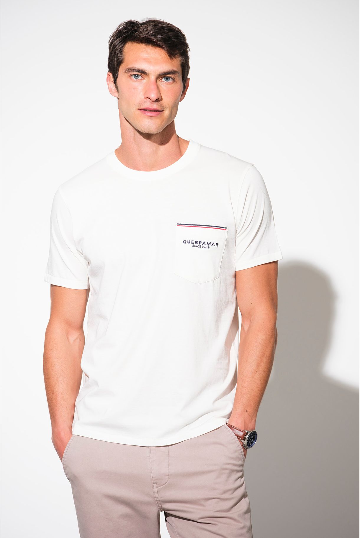 T SHIRT WITH POCKET AND PIPING