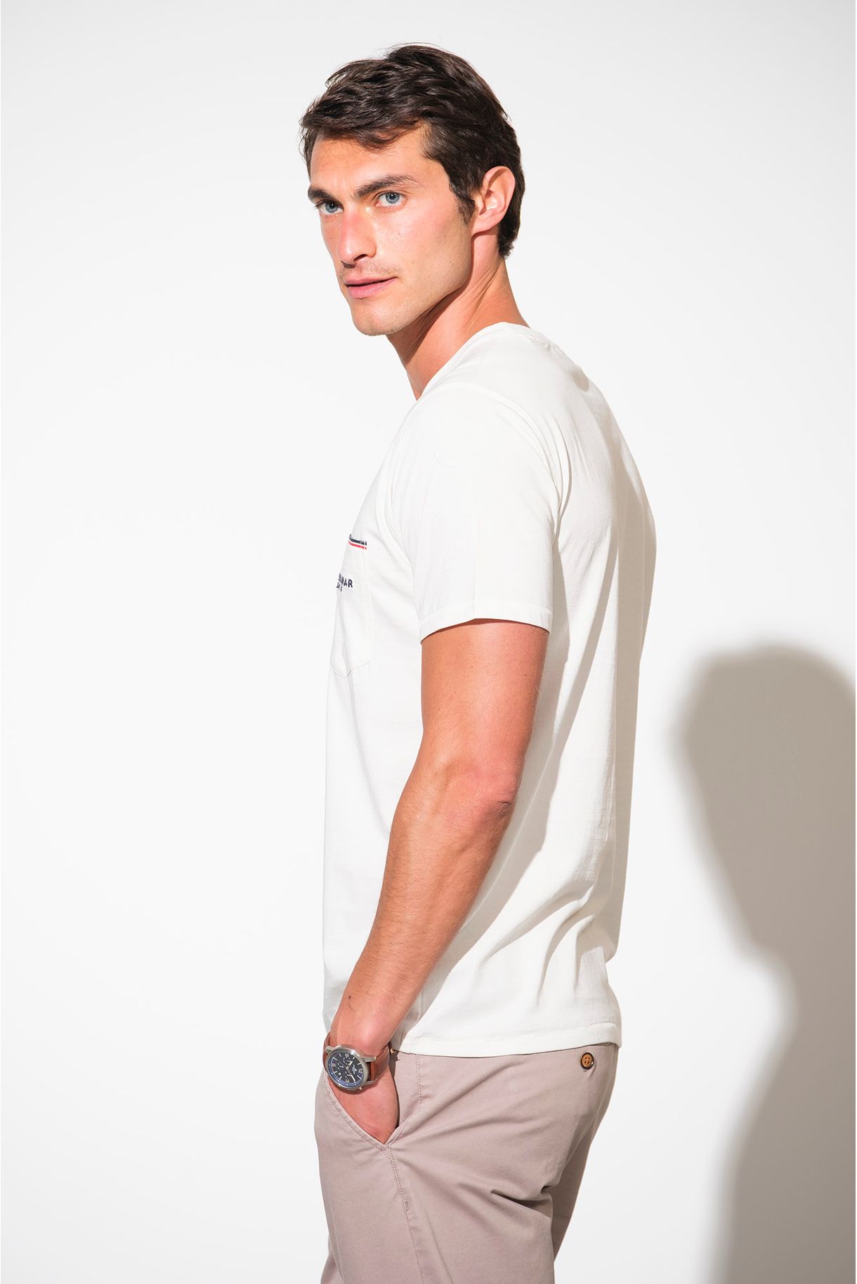 T SHIRT WITH POCKET AND PIPING