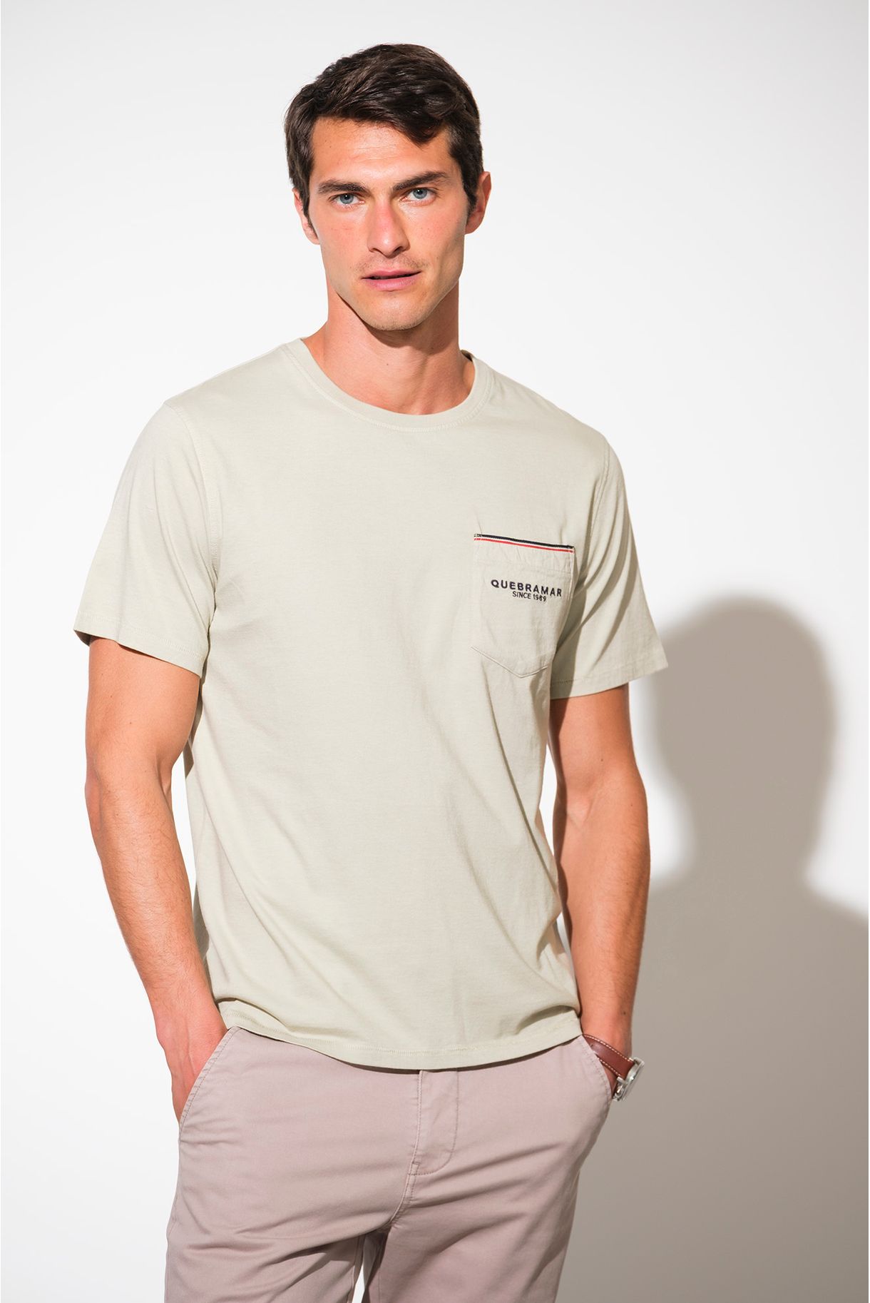 T SHIRT WITH POCKET AND PIPING