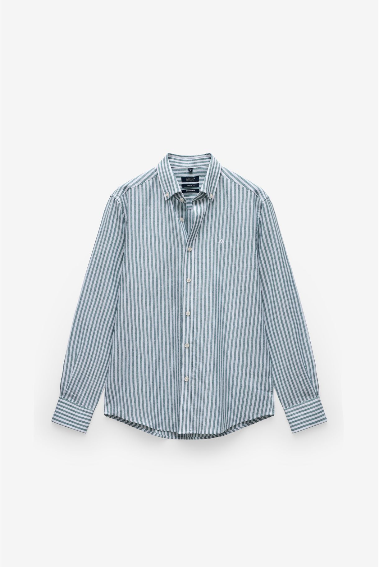 CAMISA ÀS RISCAS EM ALGODÃO E LINHO