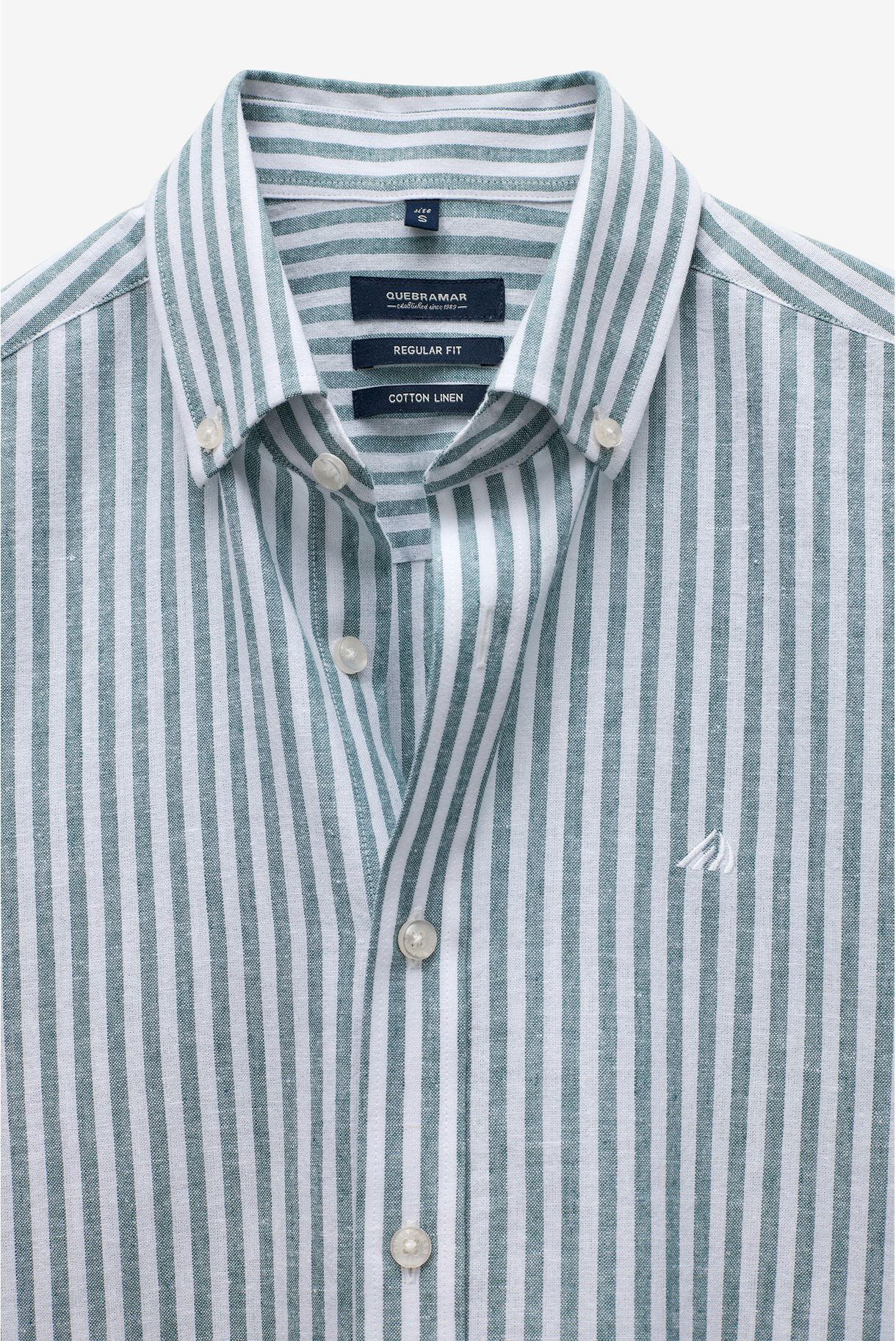 CAMISA ÀS RISCAS EM ALGODÃO E LINHO