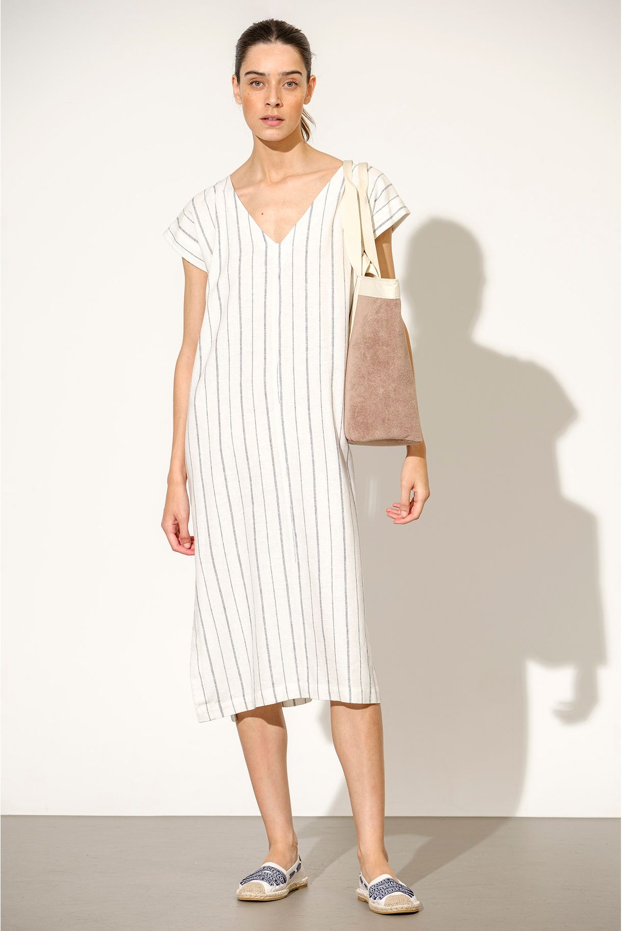 TÚNICA LOOSE FIT DE LINHO ÀS RISCAS