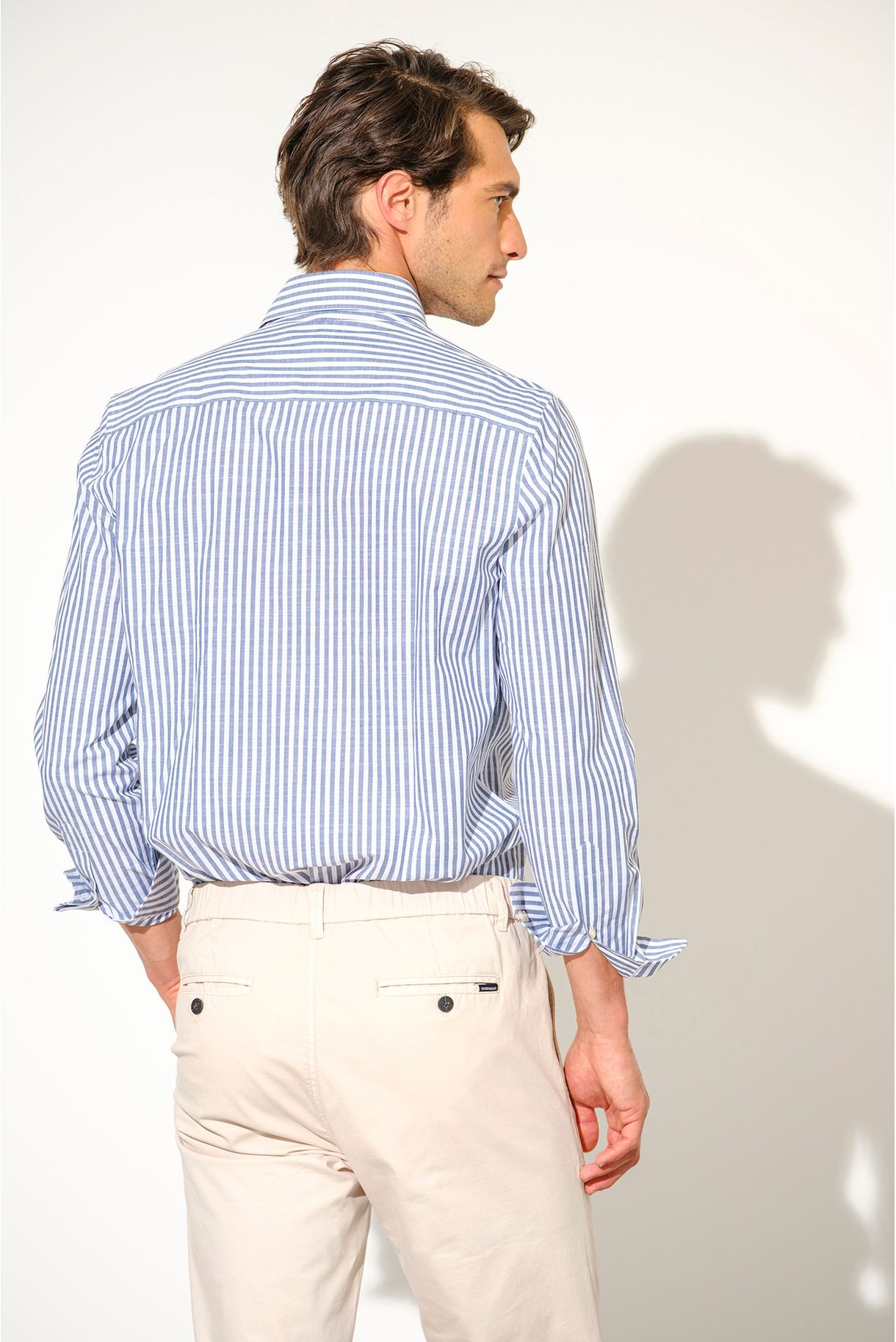 CAMISA DE LINHO RISCAS EM SLUB