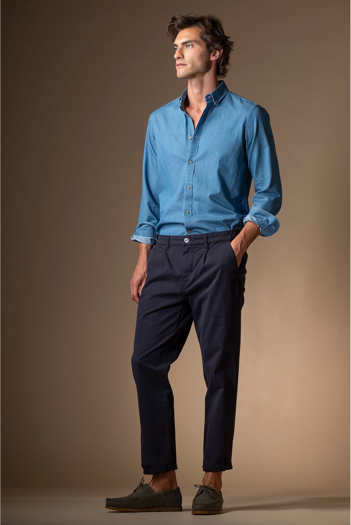 TWILL PANTS WITH ELASTIC WAISTBAND