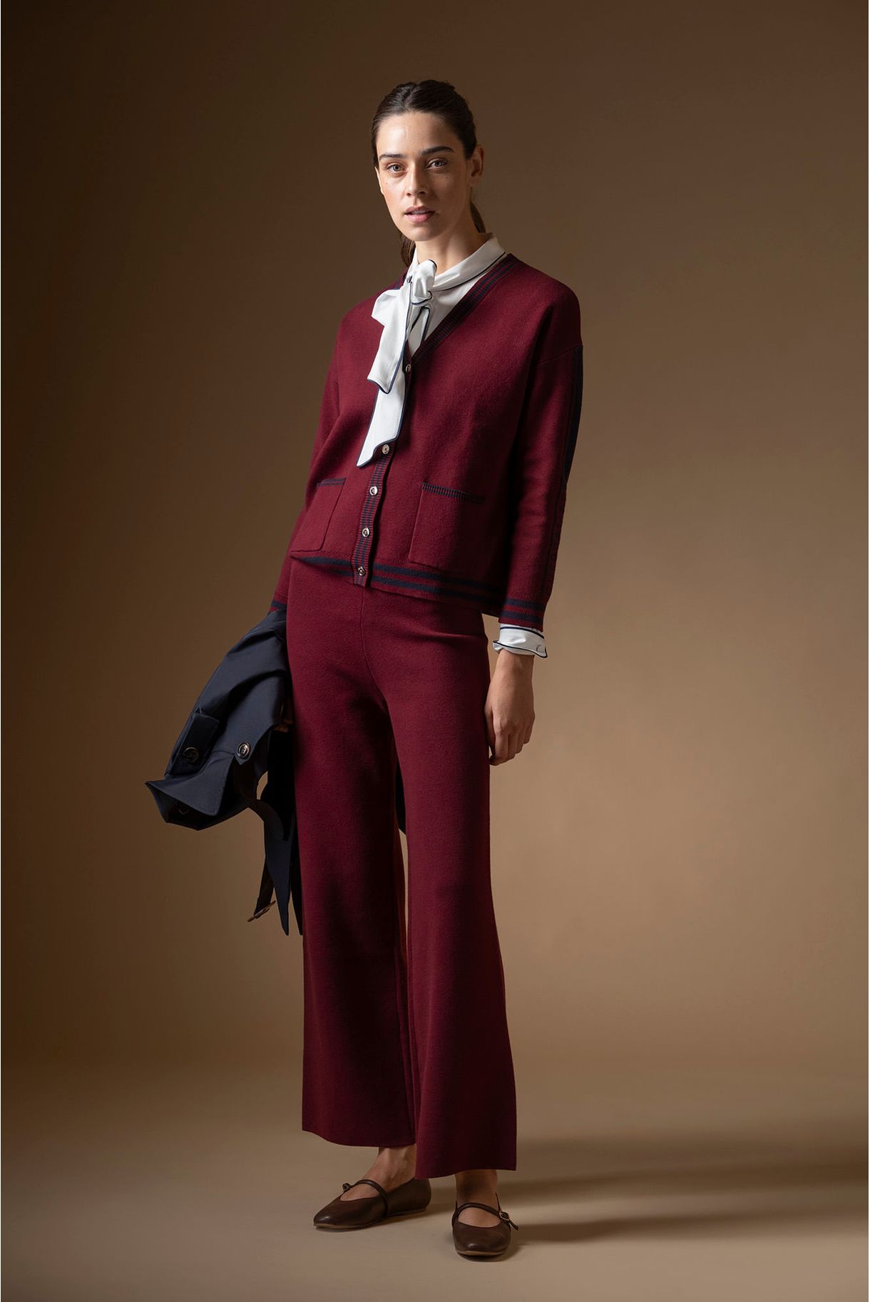 KNITTED JACKET WITH CONTRASTING STRIPES