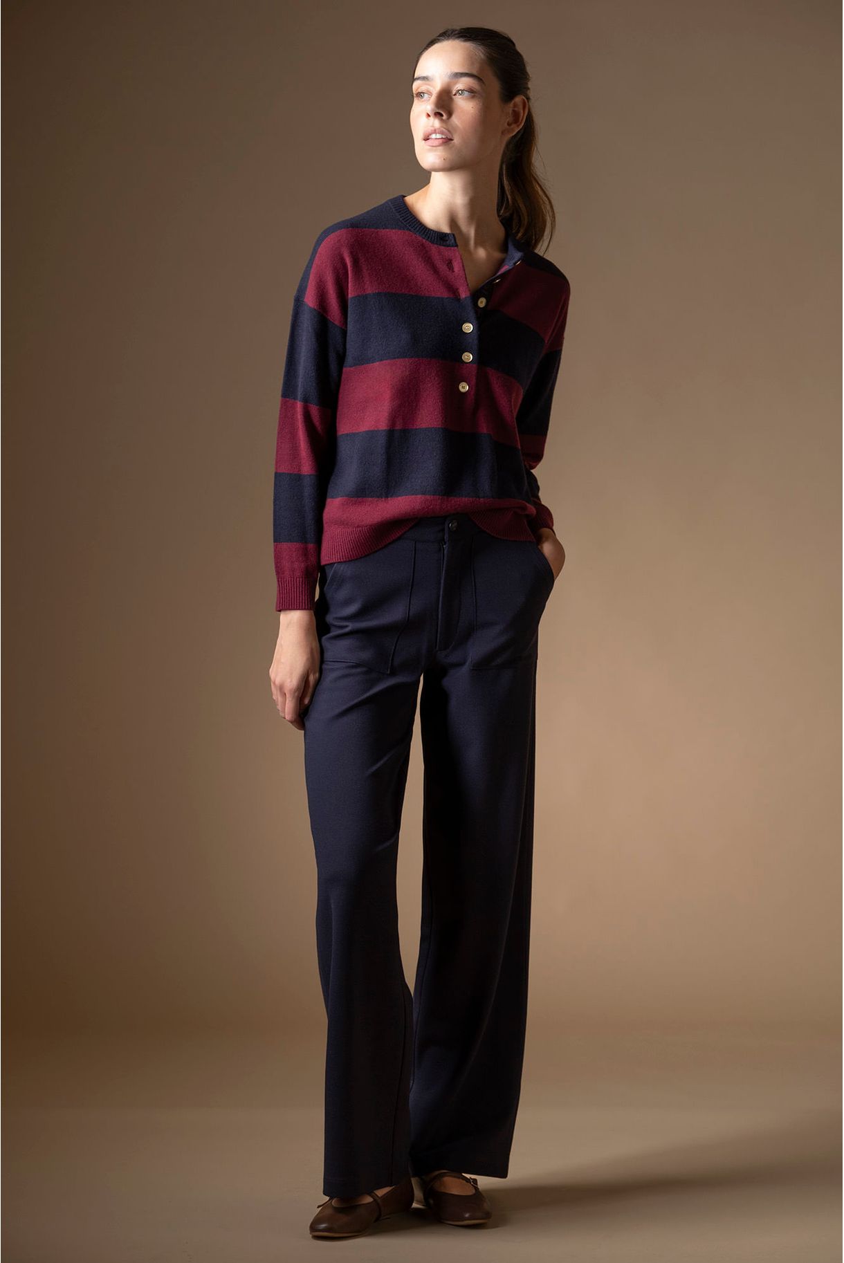 STRIPED SWEATER WITH FLEECE