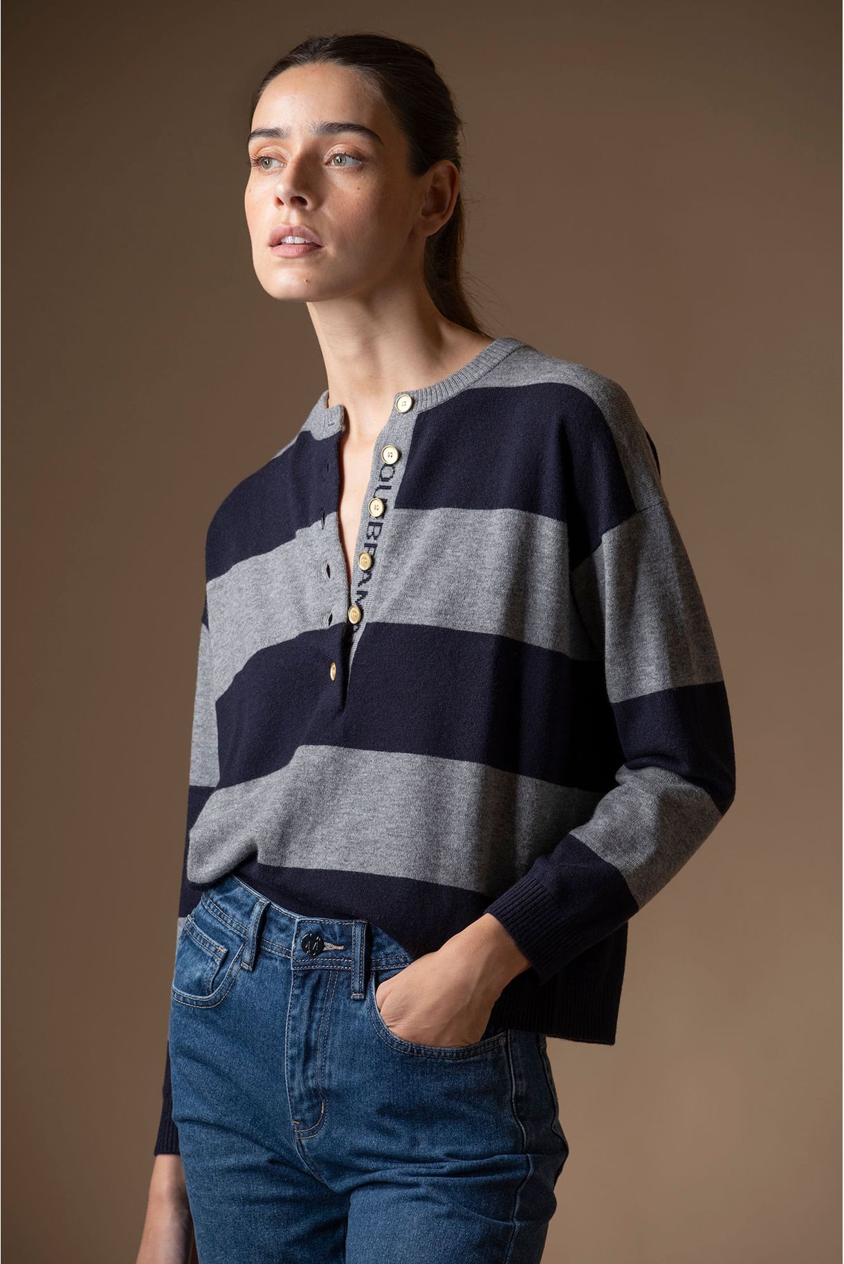STRIPED SWEATER WITH FLEECE