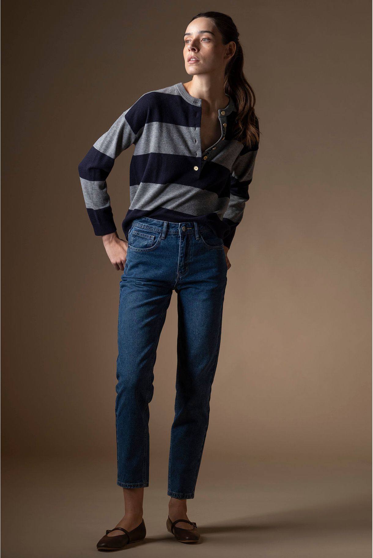 STRIPED SWEATER WITH FLEECE