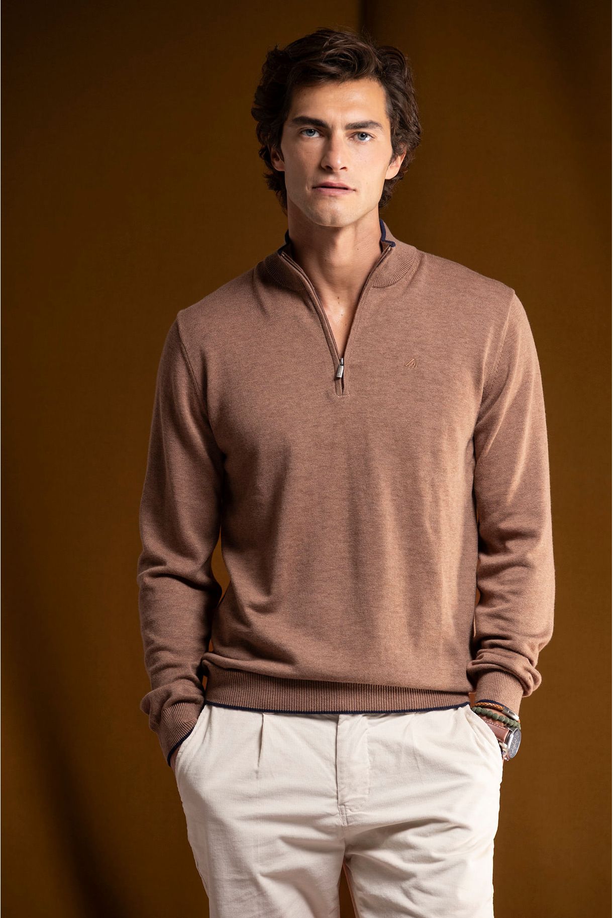 CAMISOLA MEIA GOLA COM CAXEMIRA