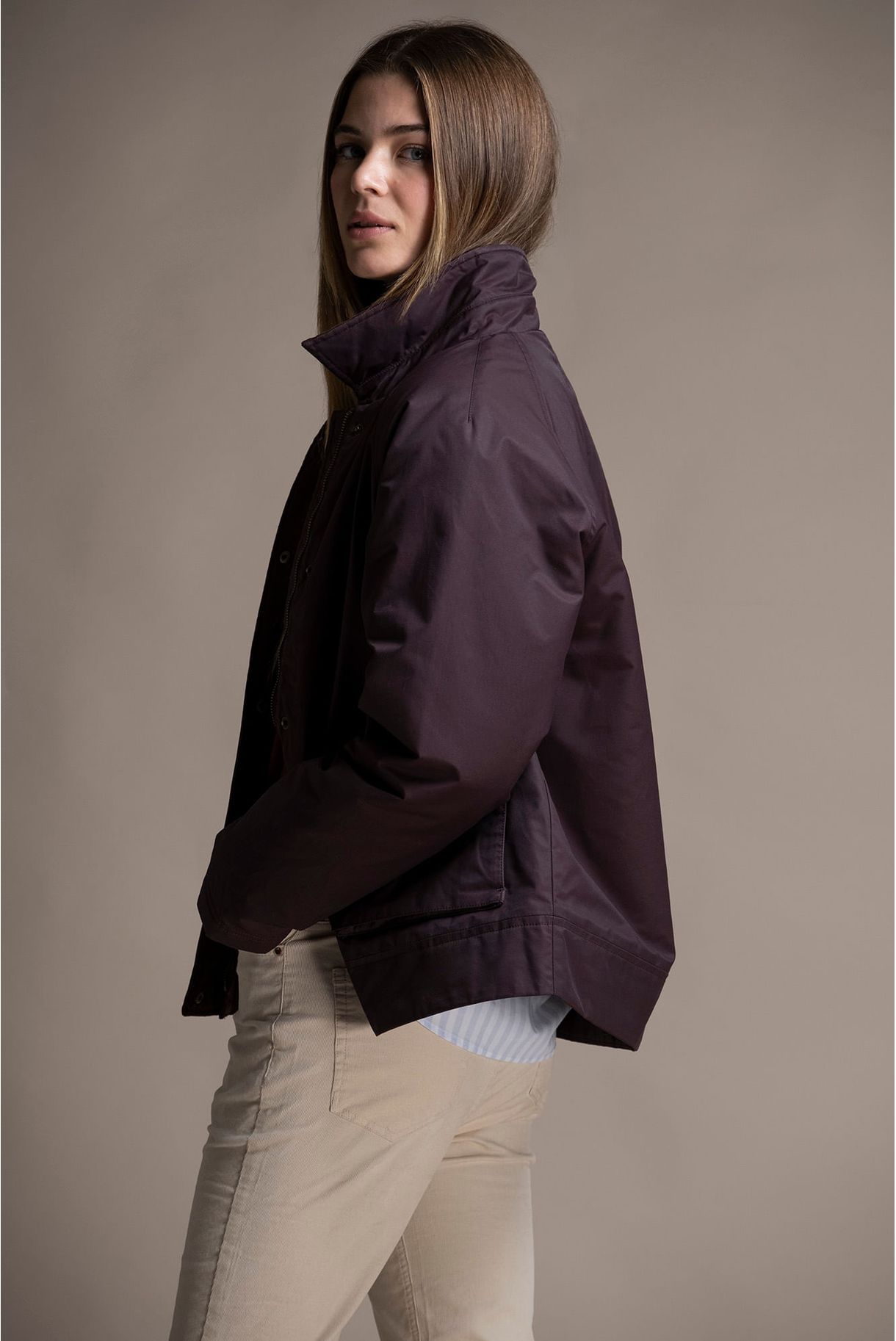 WAXED JACKET WITH BOMBAZINA COLLAR