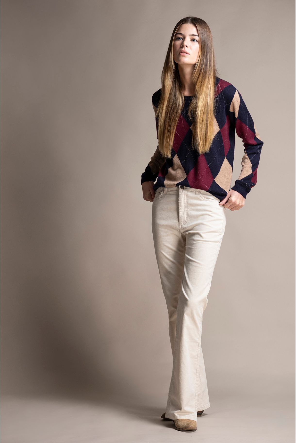 CAMISOLA DE LÃ COM PADRÃO ARGYLE