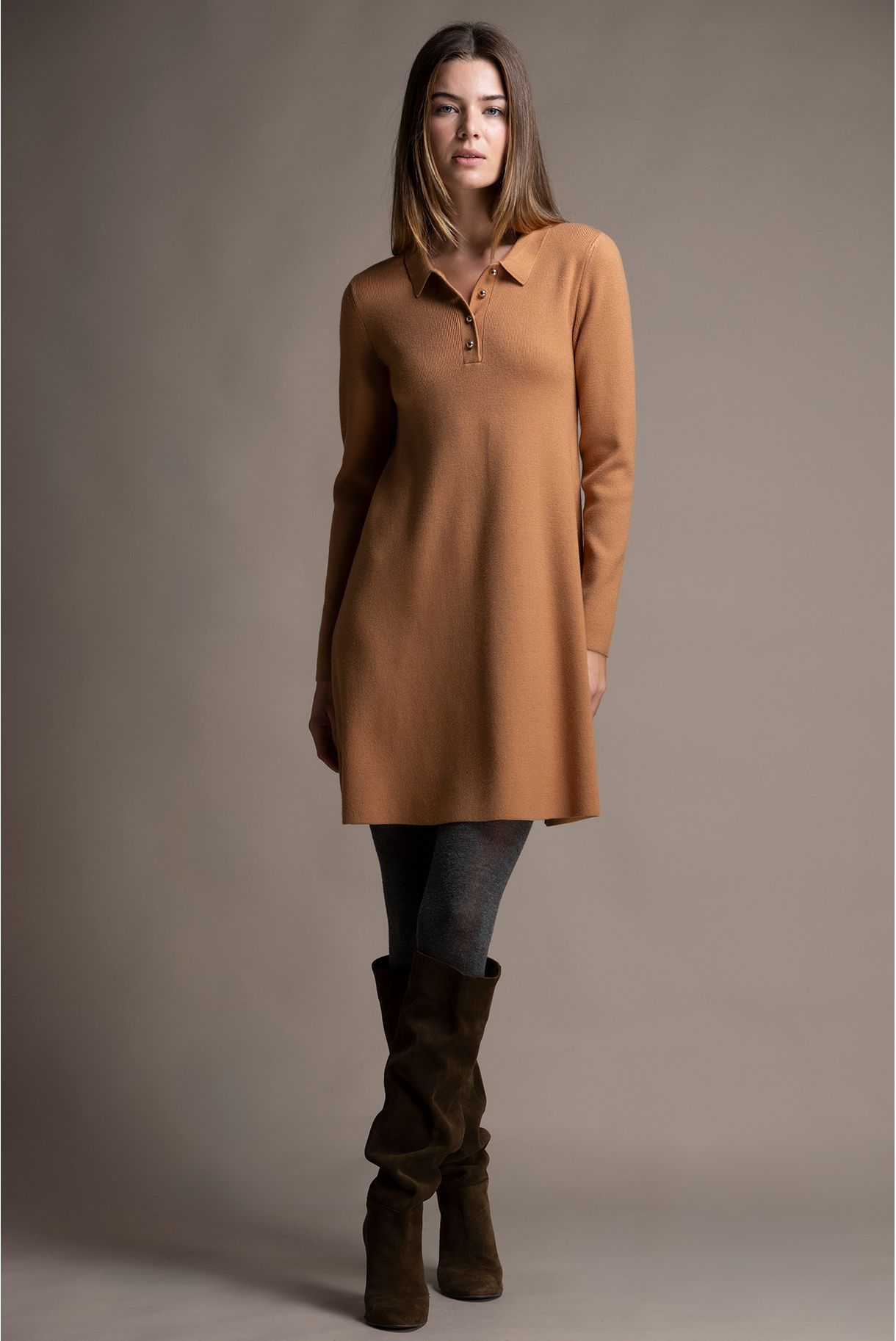 KNITTED DRESS WITH POLO COLLAR