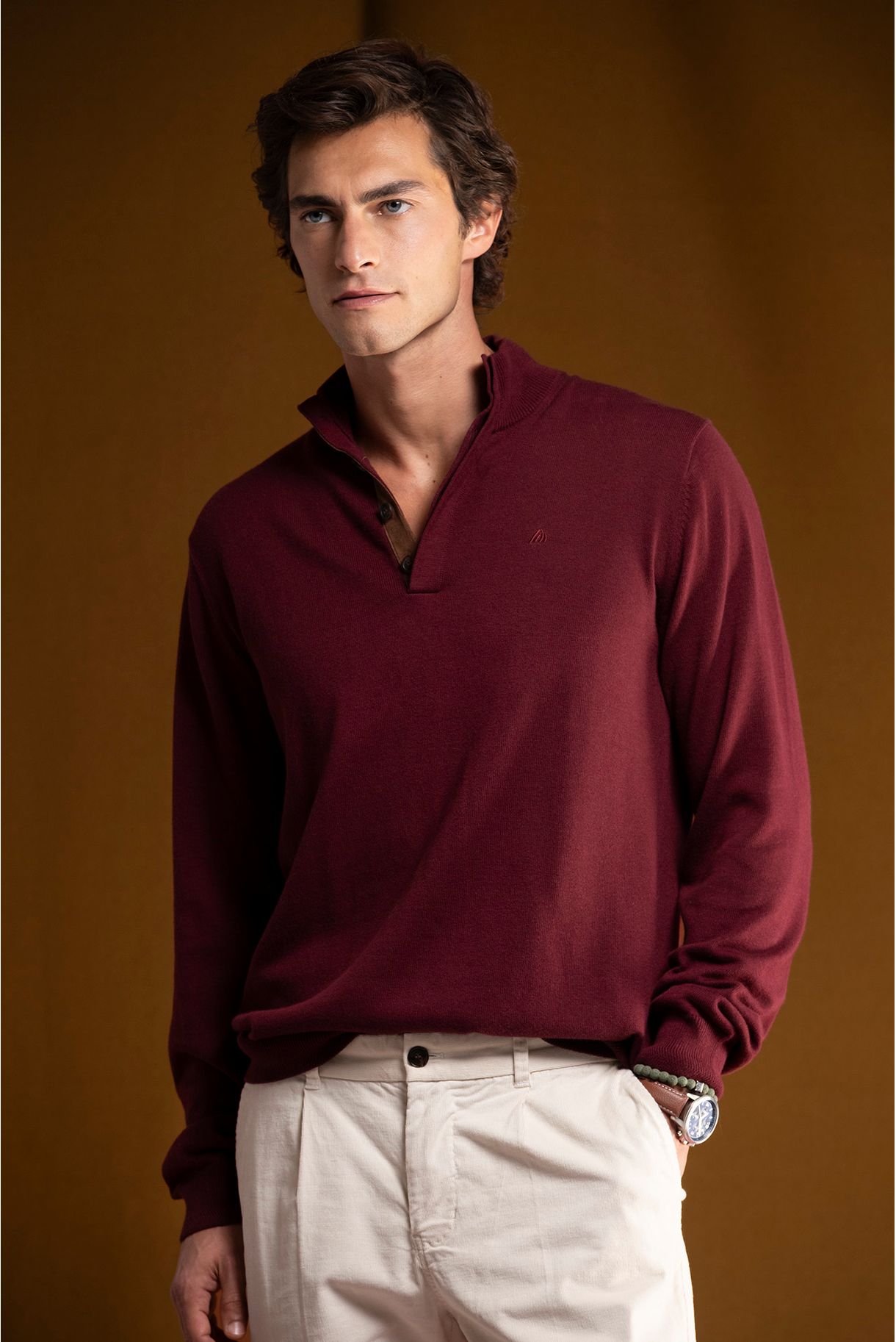 BASIC COTTON AND WOOL SWEATER