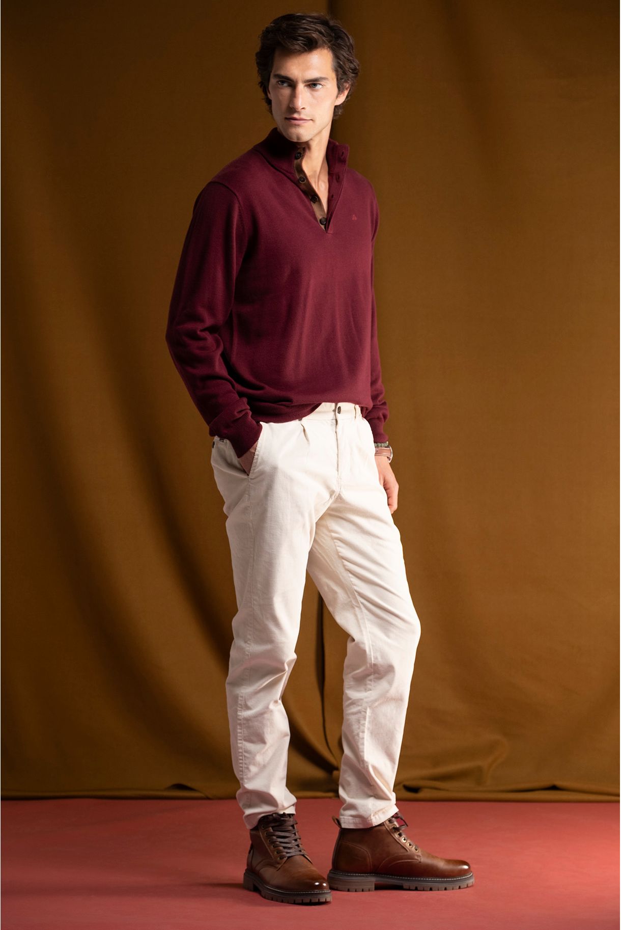 BASIC COTTON AND WOOL SWEATER