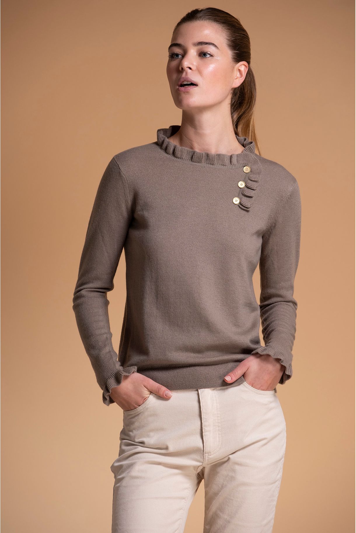 FLEECE SWEATER WITH FRILLS