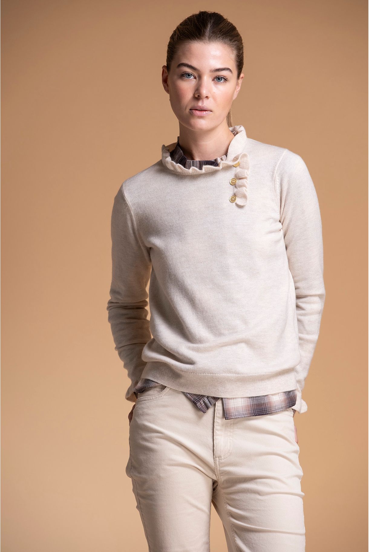 CAMISOLA DE LÃ COM FOLHOS