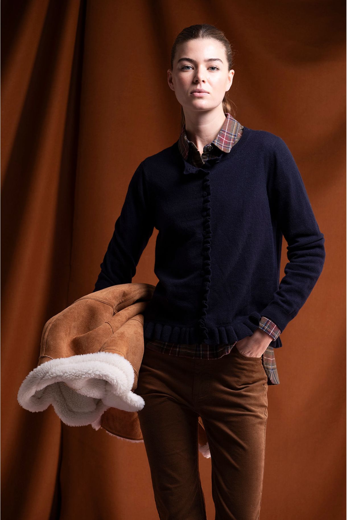 CASACO MALHA COM FOLHOS